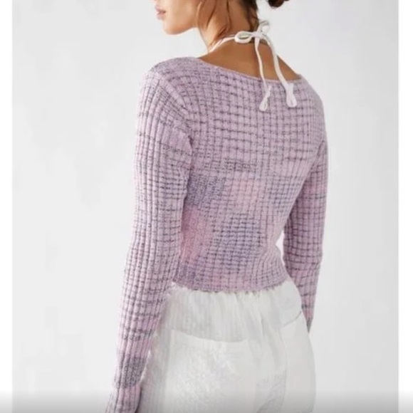 NWT Free People Brooke Wrap Top / Lilac Fog Combo - Picture 5 of 9